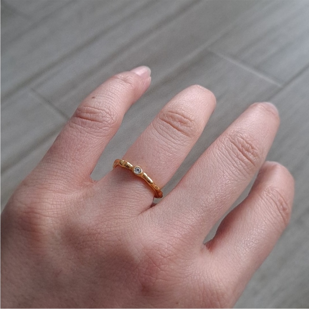 MONICA VINADER 925 sterling silver Gold Vermeil Siren organic wave topaz ring - Picture 8 of 13